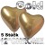 Chrome Herzuftballons Gold, Latex 33 cm Ø 5 Stück