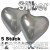 Chrome Herzuftballons Silber, Latex 33 cm Ø 5 Stück