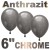 Chrome Luftballons Anthrazit, Latex 15 cm Ø 10 Stück