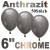 Chrome Luftballons Anthrazit, Latex 15 cm Ø 50 Stück