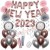 Silvesterdeko-Set mit Luftballons Happy New Year 2023 Rose Gold & Silver, 32-teilig