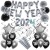 Silvesterdeko-Set mit Luftballons Happy New Year 2024 Black & Silver, 32-teilig