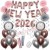 Silvesterdeko-Set mit Luftballons Happy New Year 2026 Rose Gold & Silver, 32-teilig