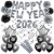Silvesterdeko-Set mit Luftballons Happy New Year 2026 Black & Silver, 32-teilig