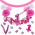 Happy Birthday Pink & White, Do it yourself Geburtstagsdeko-Set mit organischer Luftballongirlande zum 1. Geburtstag, 89-teilig