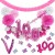 Happy Birthday Pink & White, Do it yourself Geburtstagsdeko-Set mit organischer Luftballongirlande zum 100. Geburtstag, 91-teilig