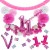 Happy Birthday Pink & White, Do it yourself Geburtstagsdeko-Set mit organischer Luftballongirlande zum 11. Geburtstag, 91-teilig