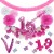 Happy Birthday Pink & White, Do it yourself Geburtstagsdeko-Set mit organischer Luftballongirlande zum 19. Geburtstag, 91-teilig