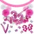Happy Birthday Pink & White, Do it yourself Geburtstagsdeko-Set mit organischer Luftballongirlande zum 33. Geburtstag, 91-teilig