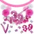 Happy Birthday Pink & White, Do it yourself Geburtstagsdeko-Set mit organischer Luftballongirlande zum 39. Geburtstag, 91-teilig