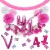 Happy Birthday Pink & White, Do it yourself Geburtstagsdeko-Set mit organischer Luftballongirlande zum 41. Geburtstag, 91-teilig