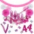 Happy Birthday Pink & White, Do it yourself Geburtstagsdeko-Set mit organischer Luftballongirlande zum 44. Geburtstag, 91-teilig