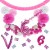 Happy Birthday Pink & White, Do it yourself Geburtstagsdeko-Set mit organischer Luftballongirlande zum 6. Geburtstag, 89-teilig
