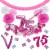 Happy Birthday Pink & White, Do it yourself Geburtstagsdeko-Set mit organischer Luftballongirlande zum 75. Geburtstag, 91-teilig