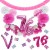 Happy Birthday Pink & White, Do it yourself Geburtstagsdeko-Set mit organischer Luftballongirlande zum 76. Geburtstag, 91-teilig