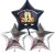 Silvester-Bouquet, 2 silberne Sternballons, 1 schwarzer Sternballon, Silvesterdekoration 2026
