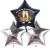 Silvester-Bouquet, 2 silberne Sternballons, 1 schwarzer Sternballon, mit Helium, Silvesterdekoration 2027