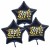 Silvester-Bouquet, 3 schwarze Sternballons, 2026 Happy New Year, mit Helium, Silvesterdekoration