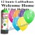 Luftballons Welcome Home, bunt, Luftballons Super-Mini-Set, 12 Ballons, mit Helium-Einwegbehälter