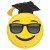 Emoji Grad, grosser Luftballon aus Folie zu Abitur, Abschluss und Diplom, 76 cm, ohne Helium