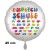 "Endlich Schule". Buchstaben-Alphabet. Weißer, runder Luftballon, Satin de Luxe, inklusive Helium-Ballongas