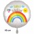 Endlich Schulkind. Rainbow. Weißer, runder Luftballon, Satin de Luxe, inklusive Helium-Ballongas