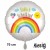 Endlich Schulkind. Rainbow. Großer, weißer, runder Luftballon, Satin de Luxe, inklusive Helium-Ballongas
