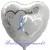 Verschlungene Herzen, silber, Folienballon, Herz inklusive Helium-Ballongas