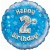 Luftballon aus Folie, Happy 2nd Birthday Blue  zum 2. Geburtstag