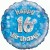 Holografischer Luftballon aus Folie, Happy 16th Birthday Blue holo , zum 16. Geburtstag, Jubiläum, mit Helium