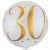 Luftballon aus Folie mit Helium, 30. Geburtstag, Weiß-Gold