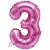Zahlen-Luftballon aus Folie, 3, Pink, 35 cm