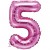 Zahlen-Luftballon aus Folie, 5, Pink, 35 cm