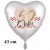 Herzluftballon aus Folie, 50 Jahre, satinweiß zum 50. Geburtstag, inklusive Helium
