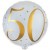 Luftballon aus Folie zum 50. Geburtstag, Zahl 50, Weiß-Gold, ohne Helium