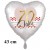 Herzluftballon aus Folie, 70 Jahre, satinweiß zum 70. Geburtstag, inklusive Helium