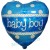 Herzluftballon zu Geburt, Taufe, Babyparty, Baby Boy, holografisch, Ballon mit Ballongas Helium