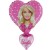 Luftballon Barbie mit Diadem, Herz-Folienballon mit Ballongas