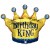 Birthday King, Folienballon, Krone, mit Helium zum Geburtstag