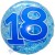 Lucid Blue Birthday 18, großer Luftballon zum 18. Geburtstag, Folienballon mit Ballongas