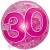 Clear Pink Birthday 30, großer Luftballon zum 30. Geburtstag, Folienballon ohne Helium