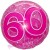 Clear Pink Birthday 60, großer Luftballon zum 60. Geburtstag, Folienballon mit Ballongas