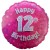 Luftballon aus Folie mit Helium, 12. Geburtstag, Pink, Mädchen