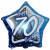 Luftballon aus Folie, Happy Birthday Blue Star 70, zum 70. Geburtstag, mit Helium