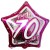 Luftballon aus Folie, Happy Birthday Pink Star 70, zum 70. Geburtstag, mit Helium