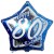 Luftballon aus Folie, Happy Birthday Blue Star 80, zum 80. Geburtstag, mit Helium