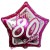 Luftballon aus Folie, Happy Birthday Pink Star 80, zum 80. Geburtstag, mit Helium