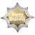 Happy Birthday Satin Burst Gold, Folienballon mit Helium zum Geburtstag