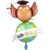 Globus mit Eule, Hello World, Luftballon aus Folie ohne Helium / Ballongas zu Abitur und bestandener Prüfung