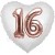 Luftballon Herz, Jumbo 3D, Rosegold und Weiß  zum 16. Geburtstag, Jumbo-Folienballon mit Ballongas